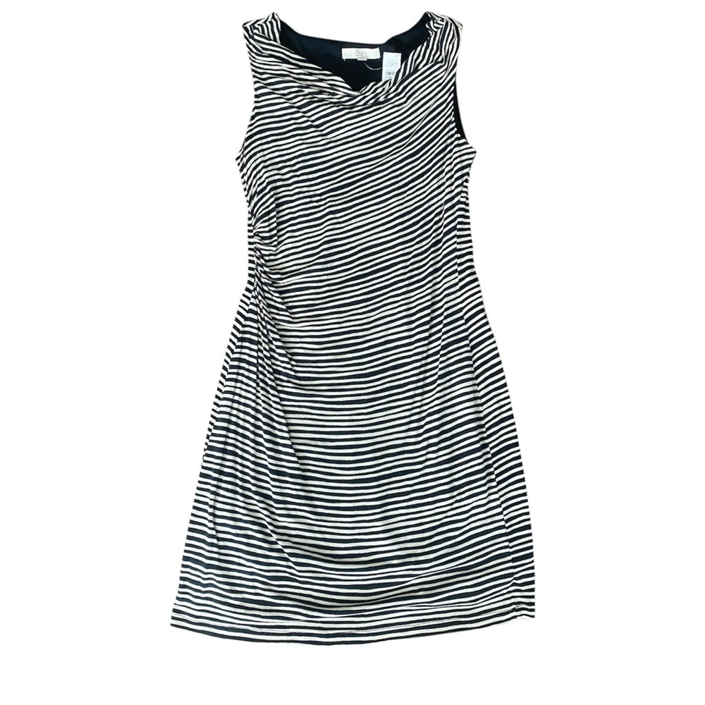 LOFT Black and Tan Knee-Length Dress that droops in the middle of